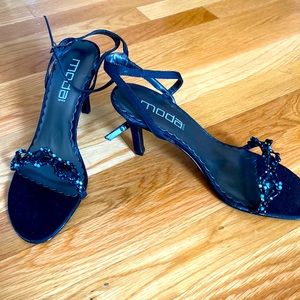 Beautiful beaded dress fabric sandals